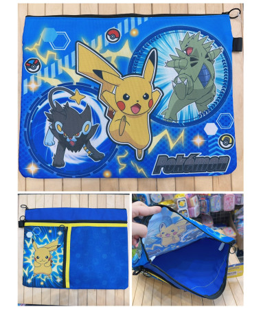 Pokemon 比卡超 布質拉鍊文件功課袋