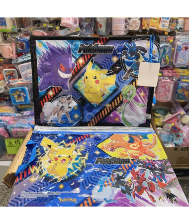 Pokemon 比卡超膠面雙拉鍊文件袋/功課袋