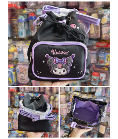 Kuromi 兩用手挽水筒袋斜孭袋(袋帶可拆卸)