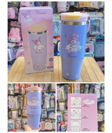 Kuromi 大容量手挽雙用保溫樽(可直飲或吸管)