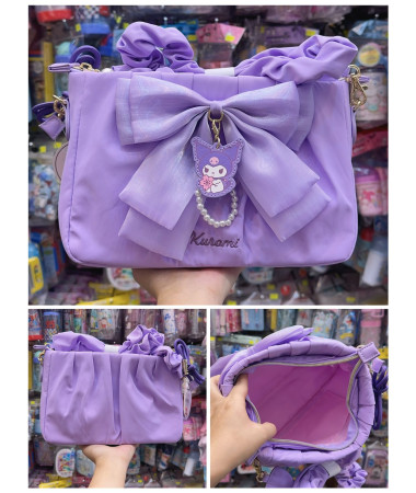 Kuromi 蝴蝶結多用途斜孭袋/手挽袋（多種揹法）