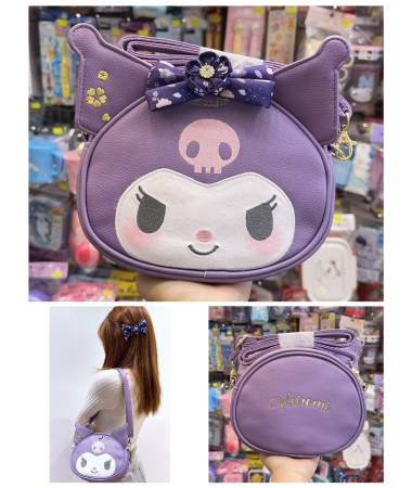 Kuromi 和風斜孭袋連蝴蝶結髮夾