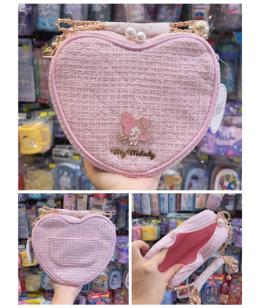 My Melody 小金球心型斜孭袋