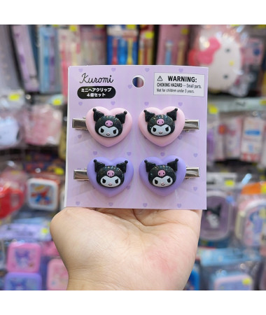 🇯🇵日本直送🇯🇵 Kuromi 心心髮夾(一包4隻)