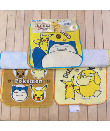 🇯🇵日本直送🇯🇵 Pokemon 比卡超方形毛巾(一套3條)