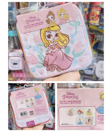 Disney Princess 方形毛巾/小方巾 (5條裝)